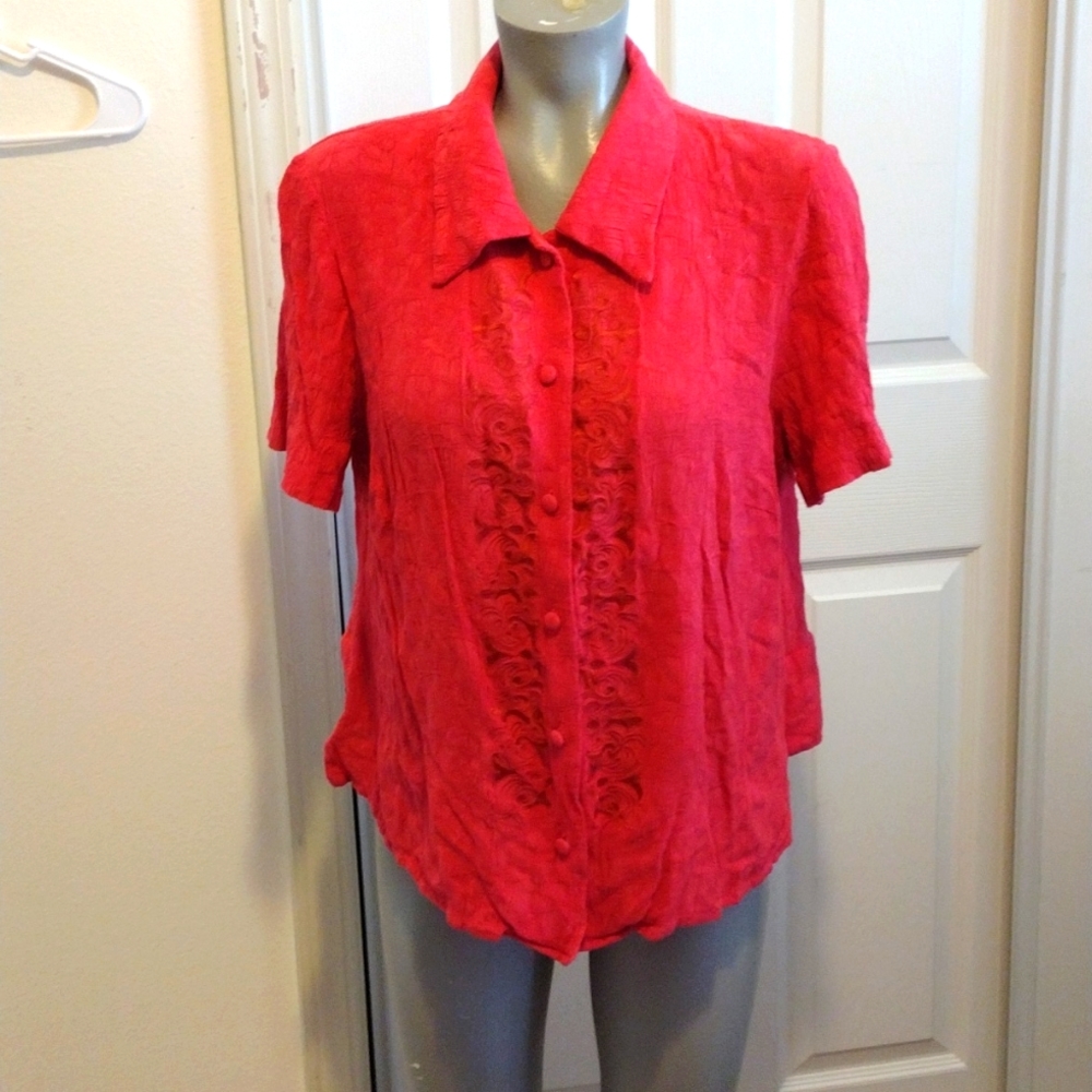 K Woman Collection Pink Ladies 16W Blouse Open Back